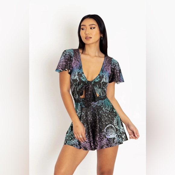 Black Milk Mermaid Blackmilk Kaleidoscope Mermaid Rio Playsuit NWT - Main Image